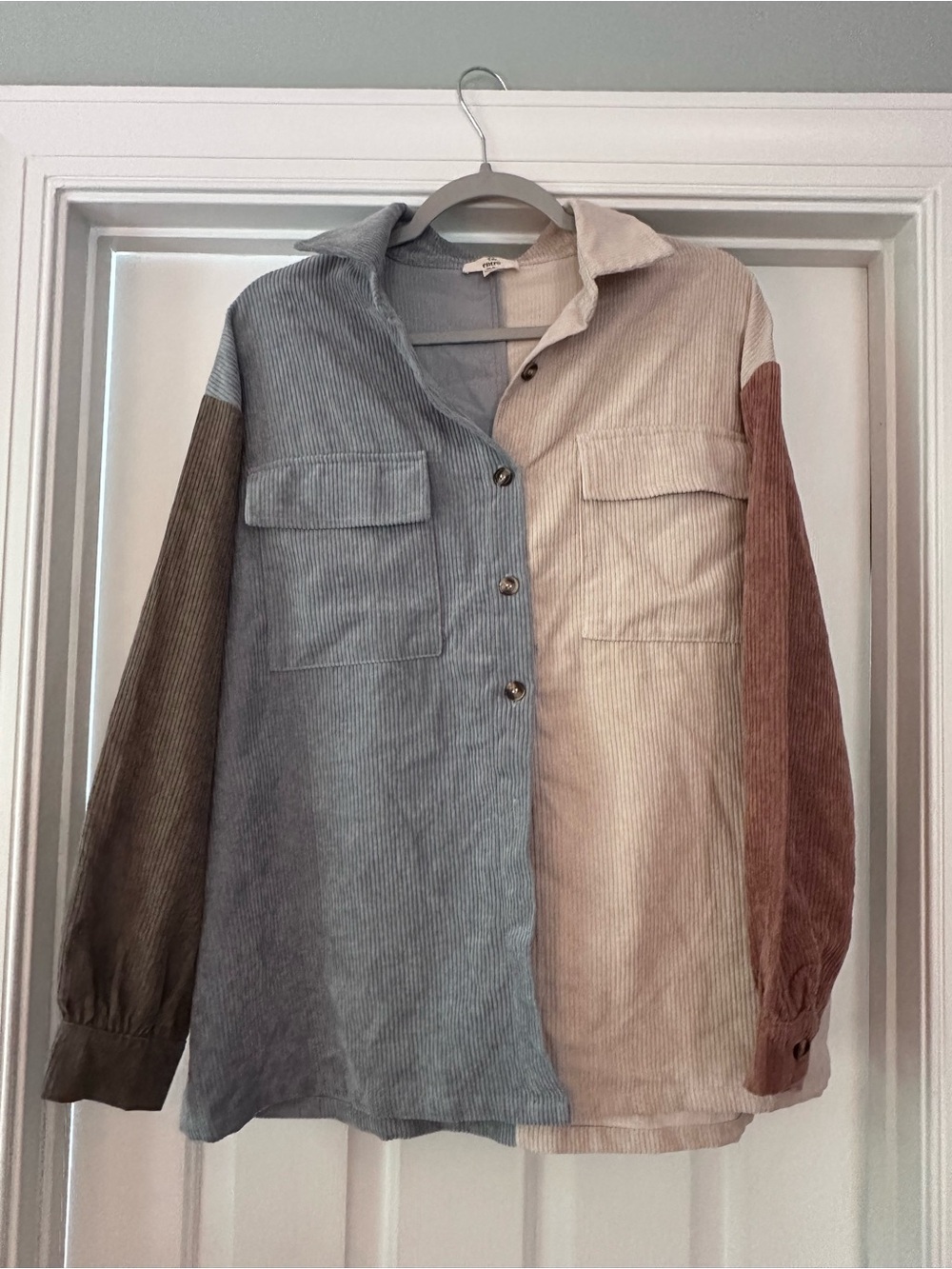 Entro Color Block Corduroy Shacket Button Down Small